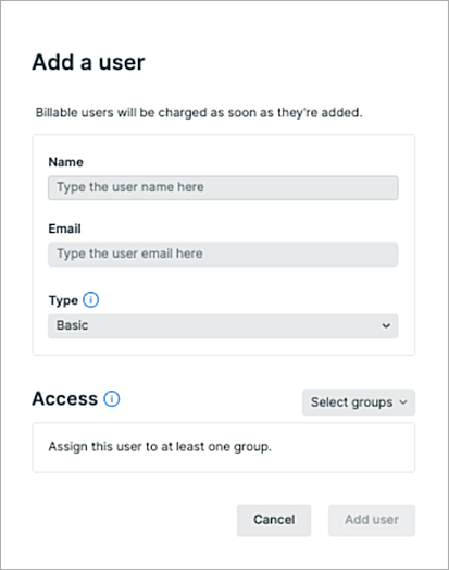 Screenshot of add a user